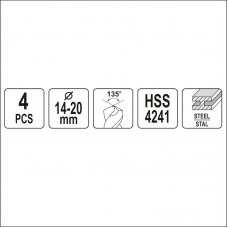 YT-44625 YATO Set burghie pentru metal 14 - 20 mm,..